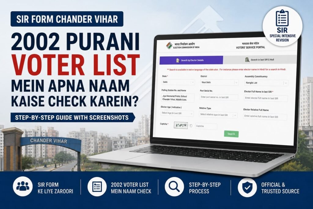 SIR Form Chander Vihar 2002 voter list search guide