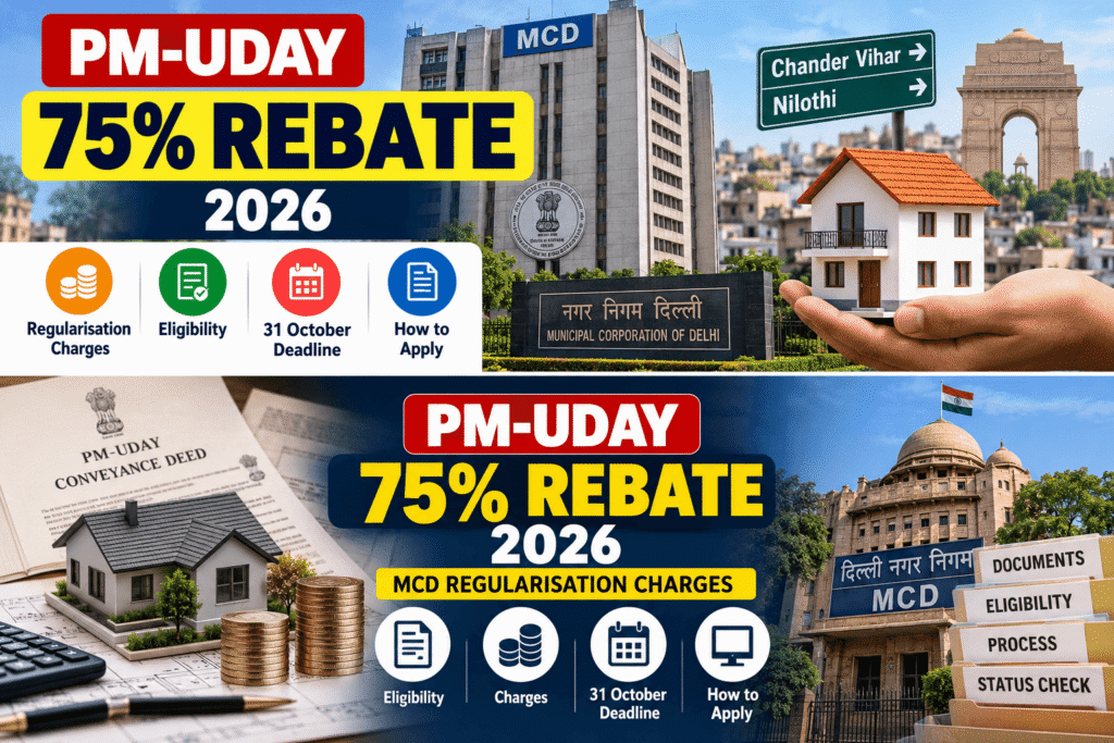 PM UDAY 75% rebate 2026 for MCD property regularisation in Delhi