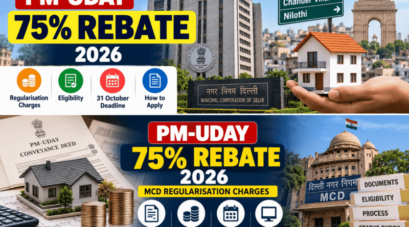 PM UDAY 75% rebate 2026 for MCD property regularisation in Delhi