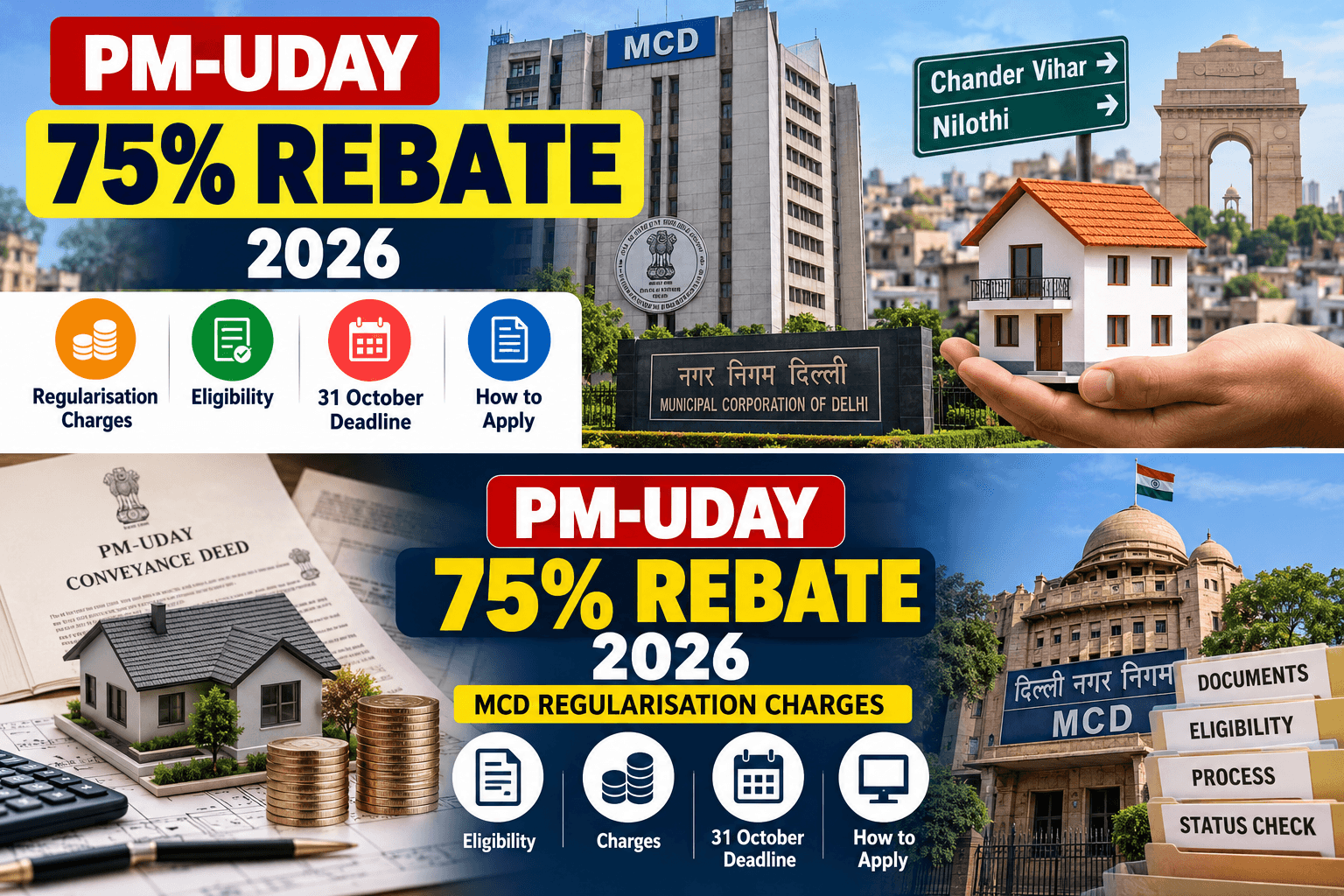 PM UDAY 75% Rebate 2026: MCD Regularisation Charges, Eligibility & 31 October Deadline